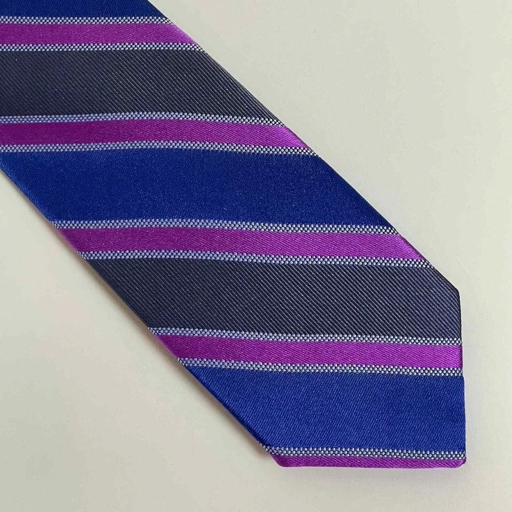 Michael Kors Designer Necktie Narrow‎ Blue Gray Pink Striped